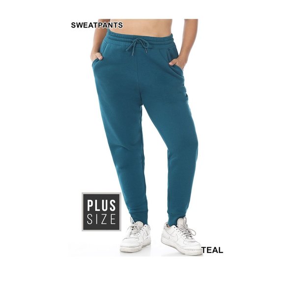 Women's Plus Size Relaxed Fit Sweatpants with Pockets - Teal - Picture 2 of 6